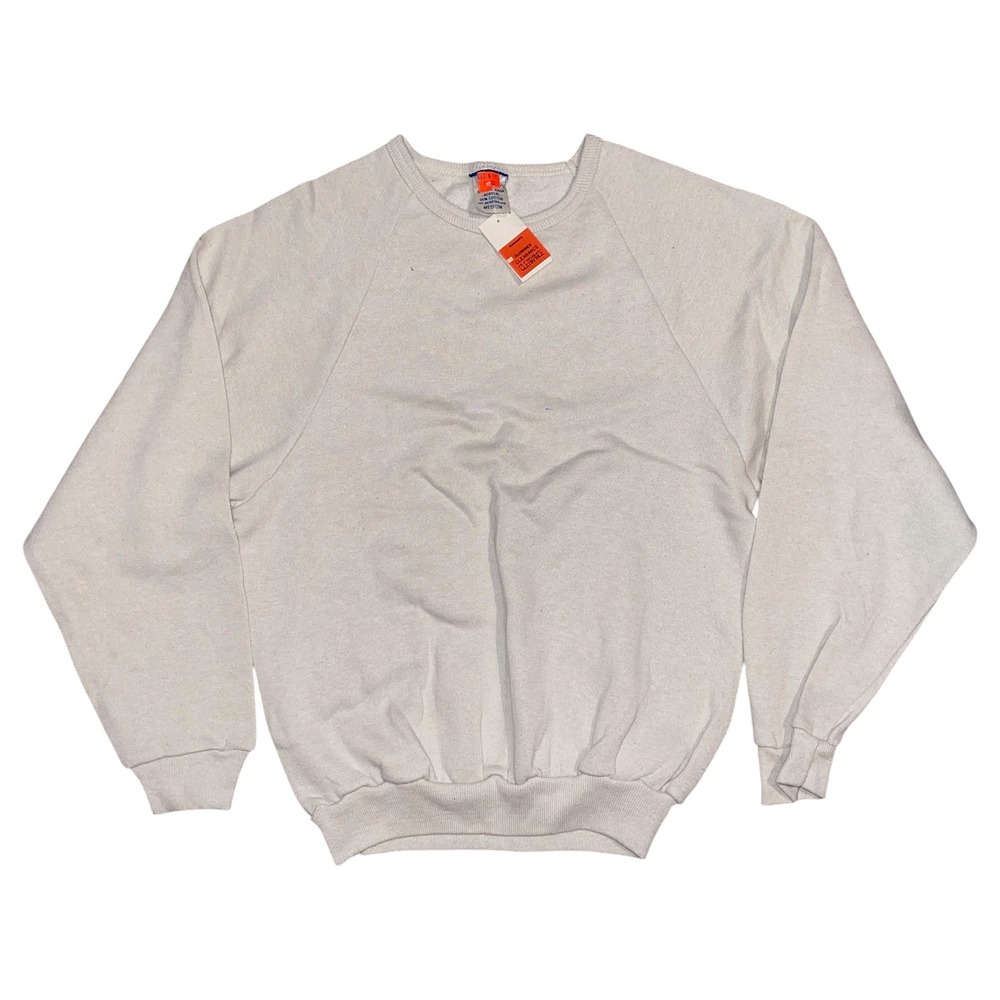 NOS Vintage Dunhams Blank Crewneck Sweatshirt Kids Medium Off White  Sleeve NWT